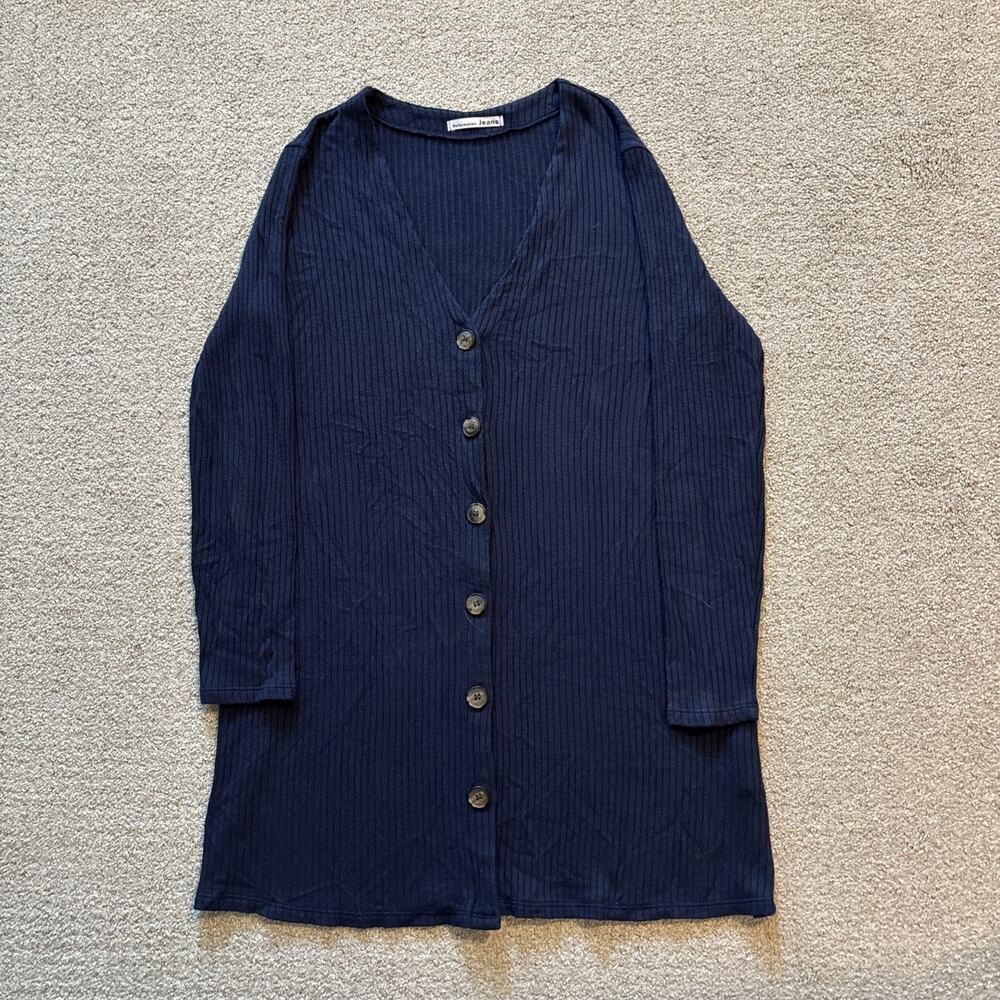 Reformation Women’s Sz Large Agatha Navy Button Down Ribbed Sweater Dress Modal